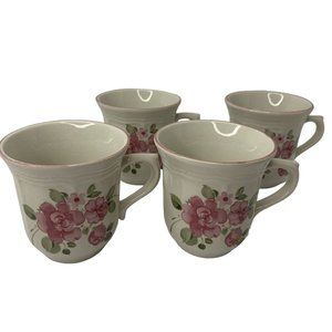 Gibson Pink Floral Pattern Coffee Tea Cups Pink Flowers Replacements Set Of 4